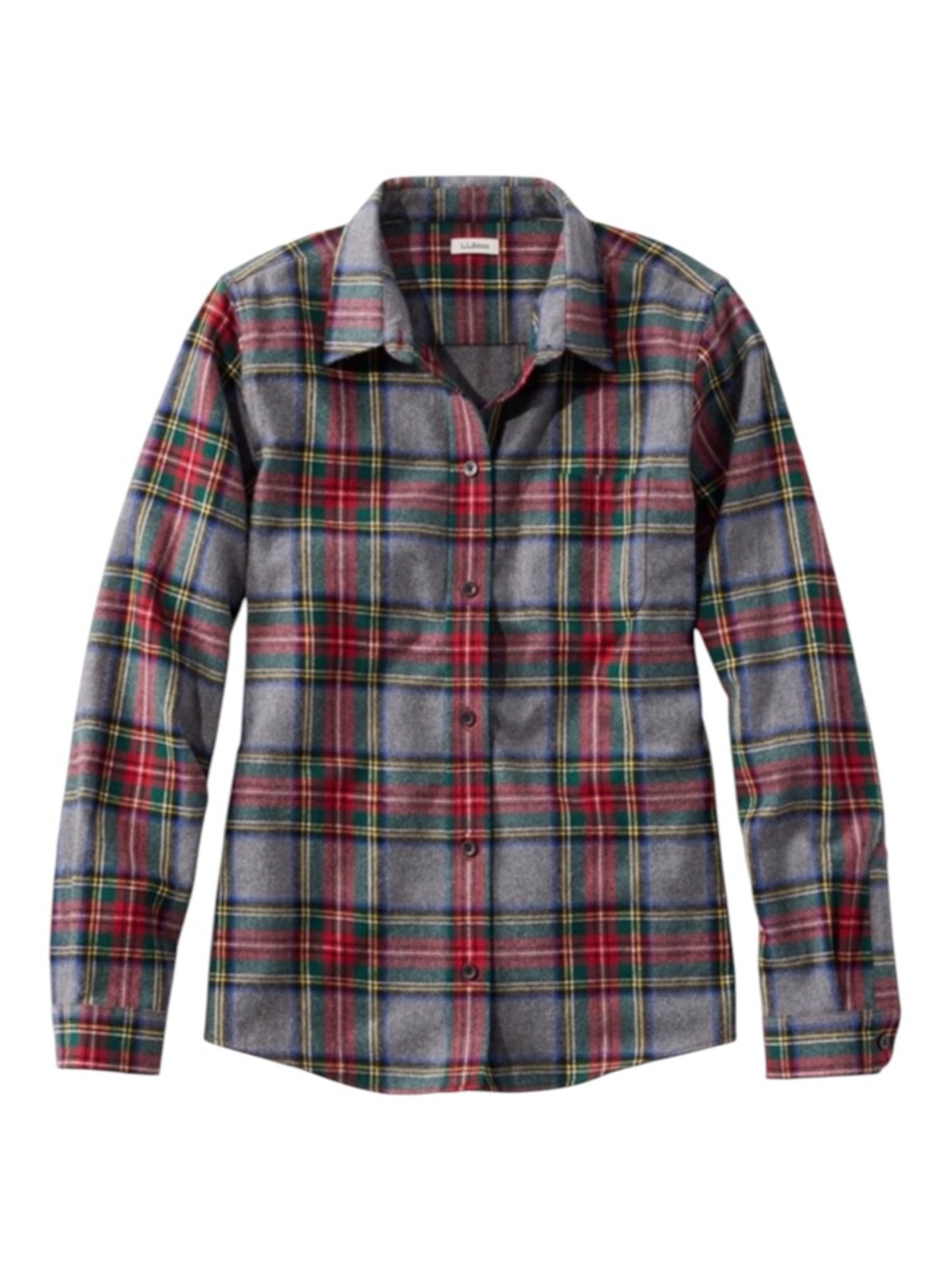 L. L. Bean Women’s Relaxed Fit Gray Plaid Flannel Shirt